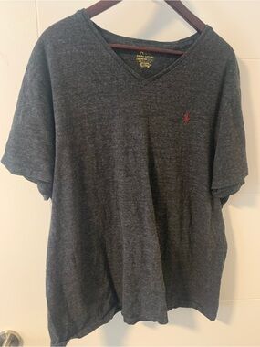 Polo by Ralph Lauren Men's Charcoal V-Neck T-Shirt with Red Pony A14